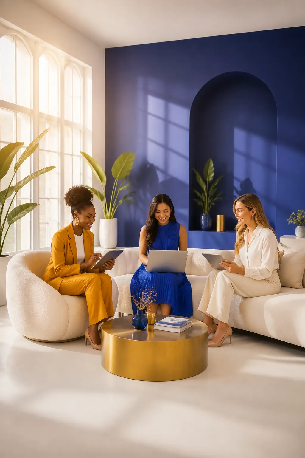 Diverse women entrepreneurs collaborating and building businesses together